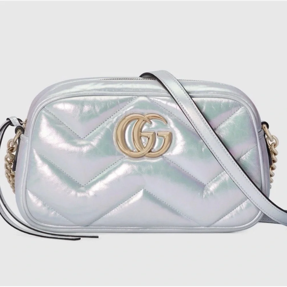 Gucci Iridescent Nappa Chevron Matelasse GG Marmont Shoulder/CrossbodyBag - Picture 2 of 7